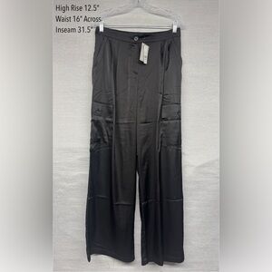 Gabrielle Union Black Satin Wide Leg Pants - Size Medium- NWT